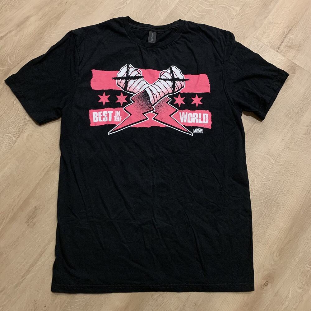 Limited AEW CM Punk Best In The World Pink T-Shirt Men's Medium M Graphic Tee